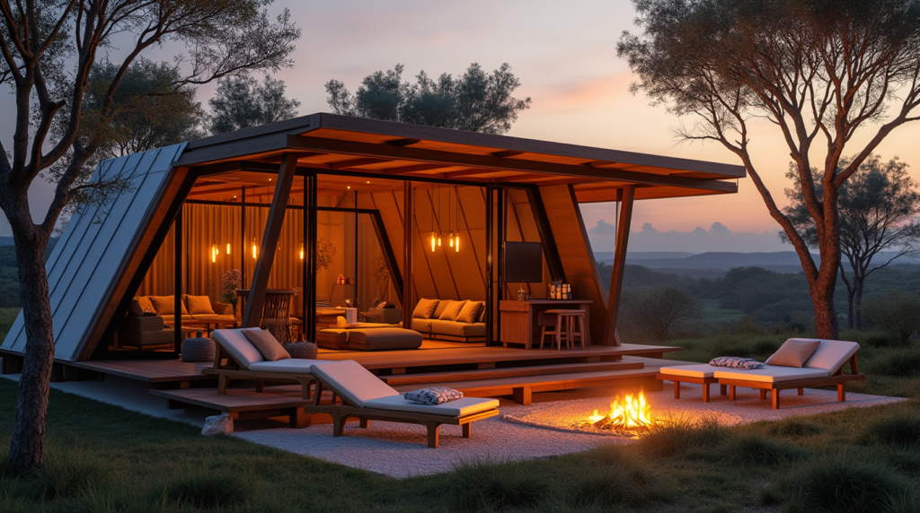 A Newly Built Modern Glamping Site In A Breathtaking Landscape At Sunset Surrounded By Lush Nature Onesvi5essollhkh9hdk A Newly Built Modern Glamping Site In A Breathtaking Landscape At Sunset Surrounded By Lush Nature Onesvi5essollhkh9hdk