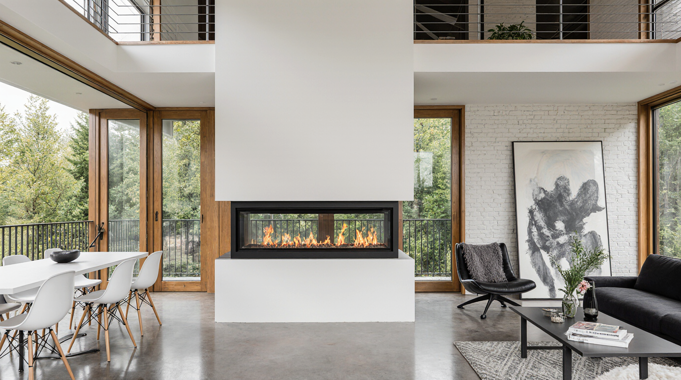 Chimeneas colgantes y de pared doble cara: innovación que convierte cualquier sala en un punto de encuentro