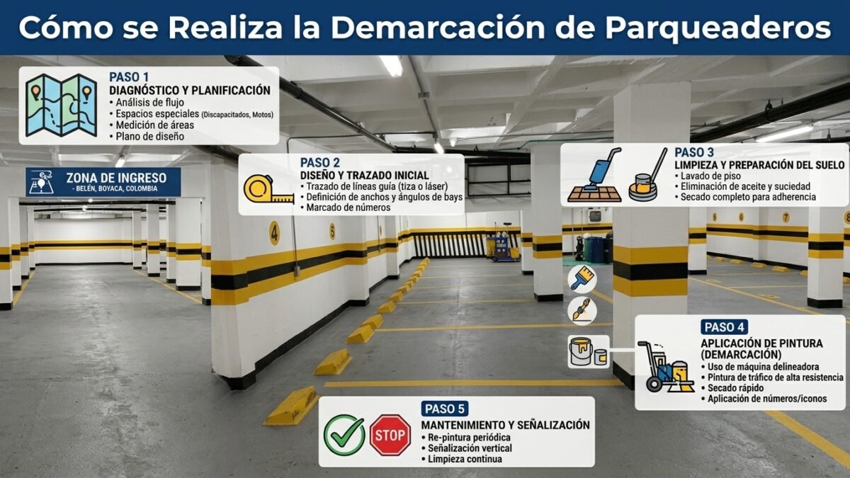 Cómo se Realiza la Demarcación de Parqueaderos - Constructora Lencova