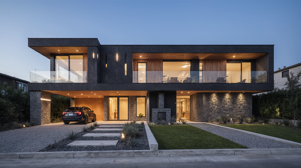 La Imagen Captura La Fachada Frontal De Una Impresionante Casa De Diseo Arquitectnico Contemporneo Yoagni066frfbagnb039