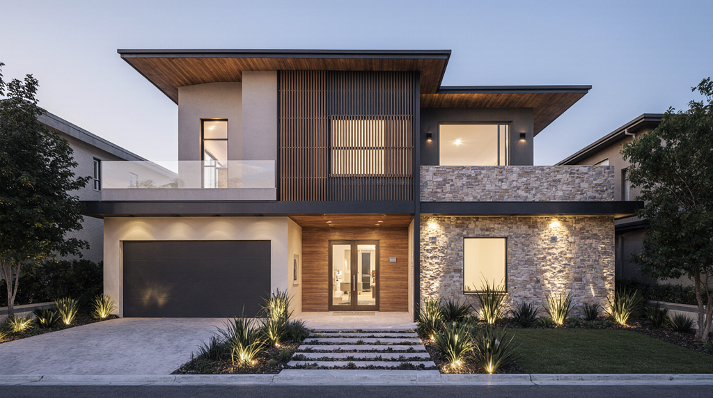 La Imagen Muestra La Fachada Frontal De Una Vivienda De Arquitectura Contempornea De Dos Niveles Co Gg9rpila1n7q4z1vtbeg